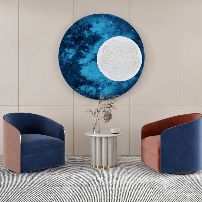 新中式绒布单人沙发