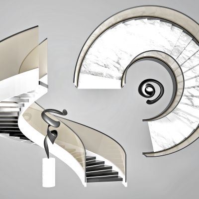 现代轻奢玻璃楼梯_旋转楼梯