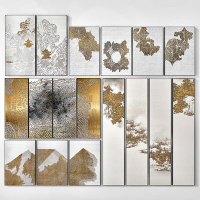 新中式轻奢抽象山水装饰画_挂画