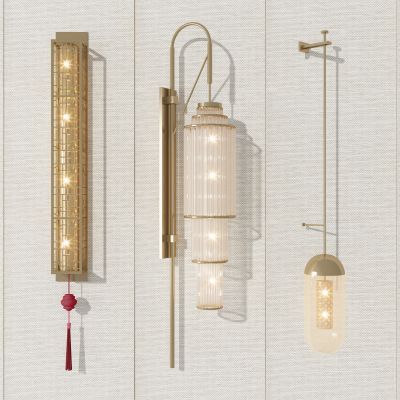 新中式水晶壁灯3D模型