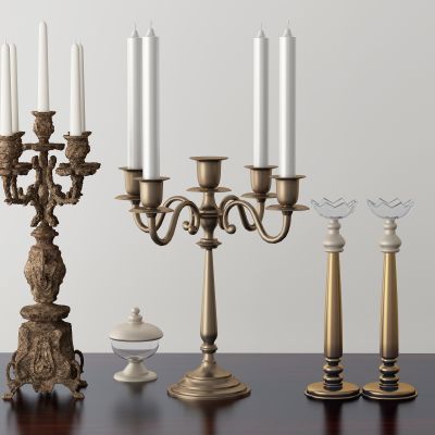 欧式雕花金属烛台灯3D模型