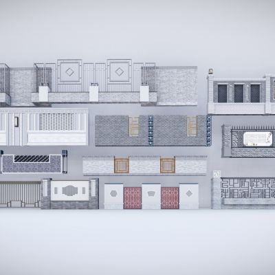 新中式围墙 别墅院子围墙 乡村围墙 景观围墙 四合院围墙 乡村文化墙