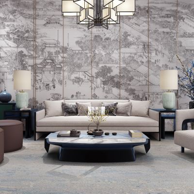 新中式沙发茶几