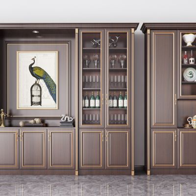 欧式实木多功能酒柜