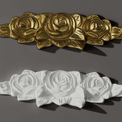 现代牡丹花，花瓣，雕花浮雕