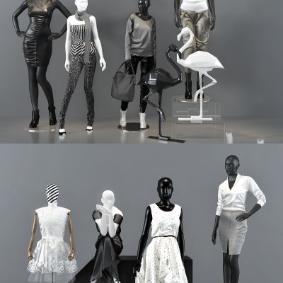 现代服装模特 橱窗