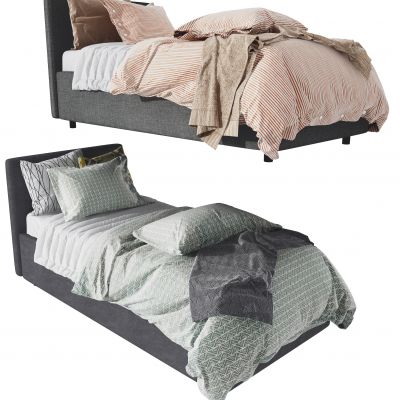 现代布艺单人床