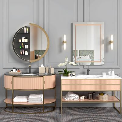 现代轻奢卫浴柜洗手池