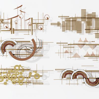 新中式简约金属几何挂件，墙饰