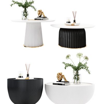 现代圆形茶几组合