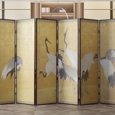 中式仙鹤屏风_隔断