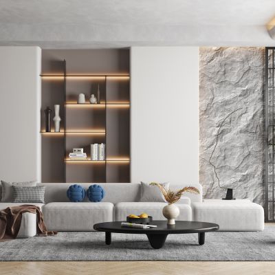 侘寂布艺转角沙发组合