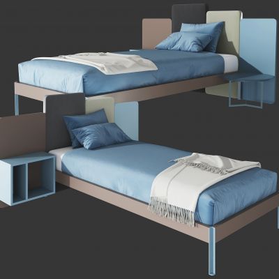 现代布艺单人床