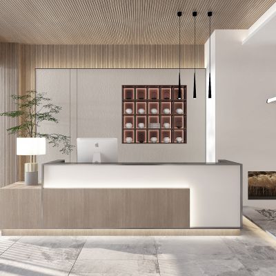 新中式酒店会所前台 接待台3D模型