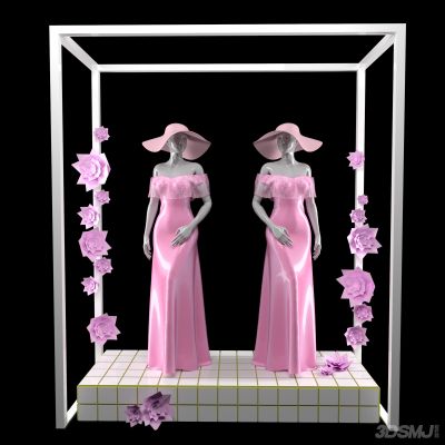 现代服装模特，橱窗