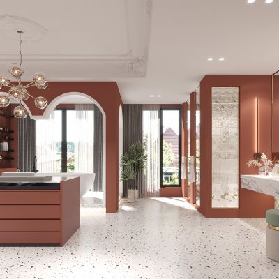 简欧别墅卫生间_梳妆台