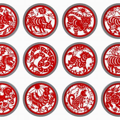 中式十二生肖剪纸墙饰，挂饰