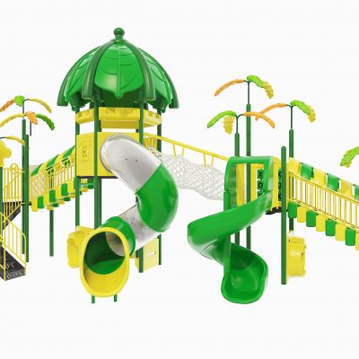 现代儿童，水上乐园，滑梯