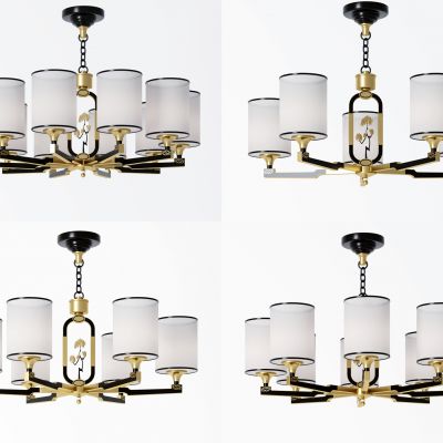 新中式多头铁艺吊灯3D模型