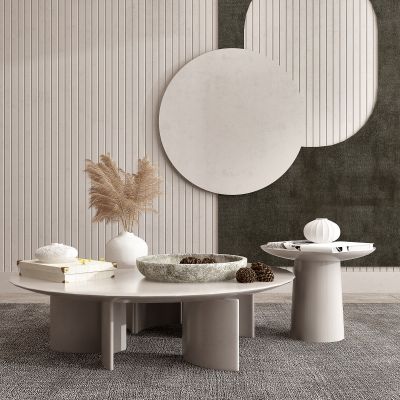 现代圆形茶几组合