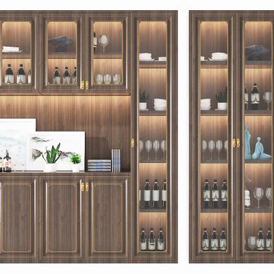 新中式实木酒柜
