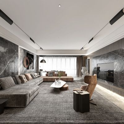 现代黑白灰家居客厅