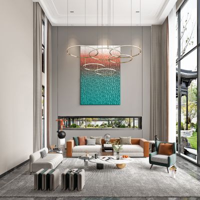 现代轻奢别墅客厅