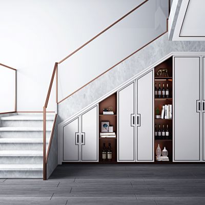 新中式玻璃楼梯储物柜