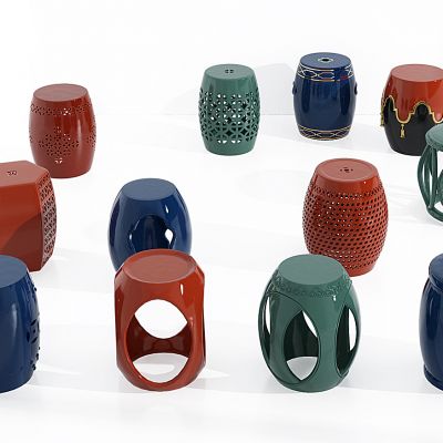 中式陶瓷鼓凳坐墩组合