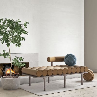 现代绒布个性长凳