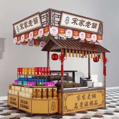 中式货架售卖亭，摊位