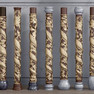 中式盘龙雕花柱子