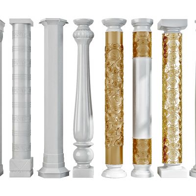 中式云纹罗马柱柱头，柱子