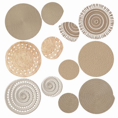 现代藤编圆形地毯