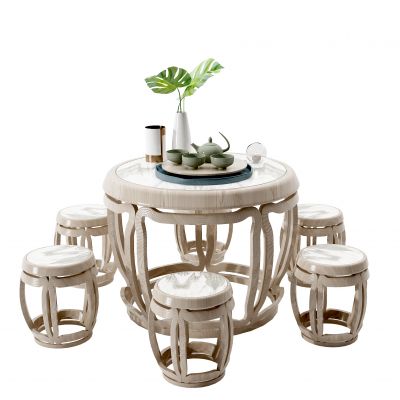 古典实木茶桌椅组合