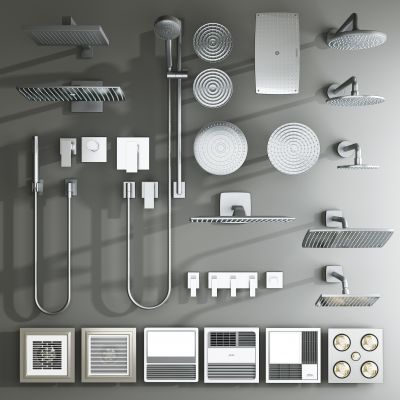 现代淋浴花洒，排气扇组合