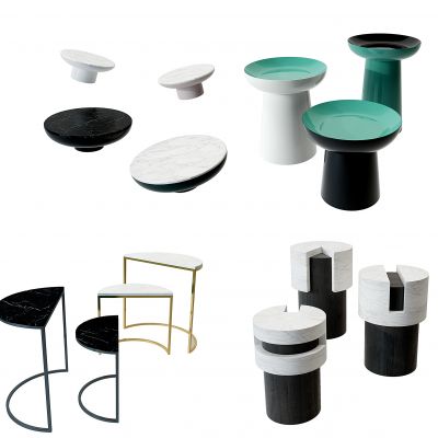 现代轻奢圆形边几组合