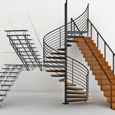 工业风，铁艺钢架旋转楼梯，组合