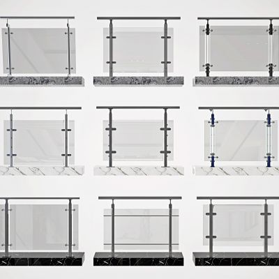 现代玻璃护栏拦河，栏杆