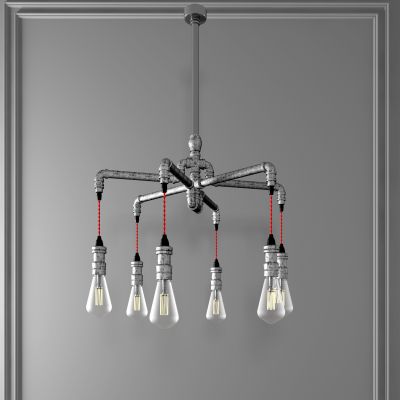 工业风钢管多头吊灯