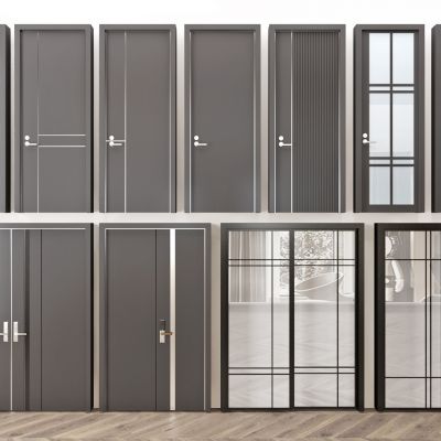 现代房门双开门玻璃推拉门