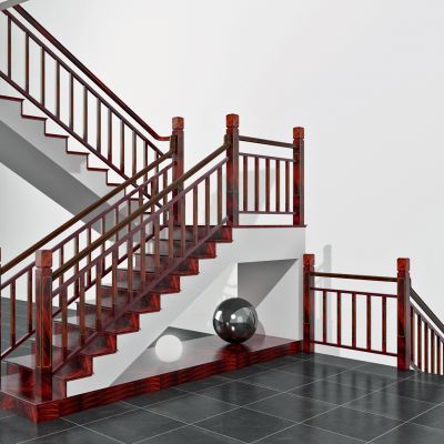 新中式实木楼梯，栏杆