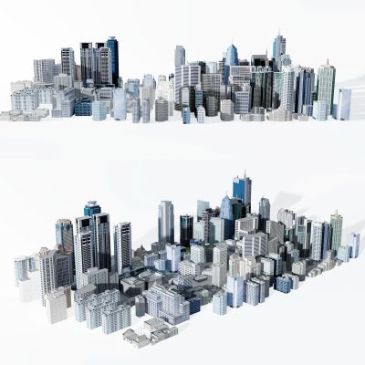 现代城市鸟瞰楼房，办公楼