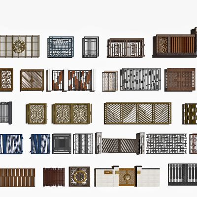 新中式铁艺庭院大门护栏构件，围栏院墙