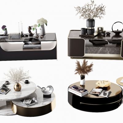 现代圆形茶几组合