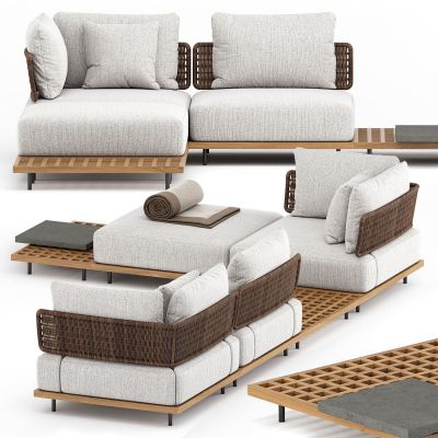 现代藤编，藤编，布艺户外多人沙发，卧榻