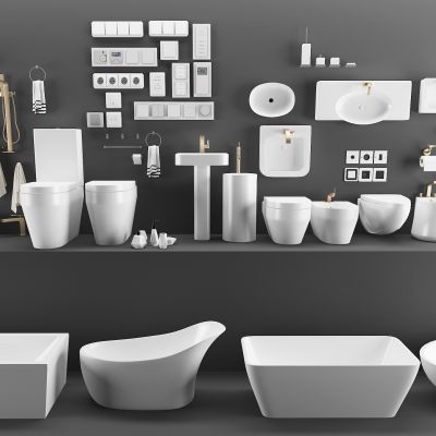 现代浴缸卫浴用品组合