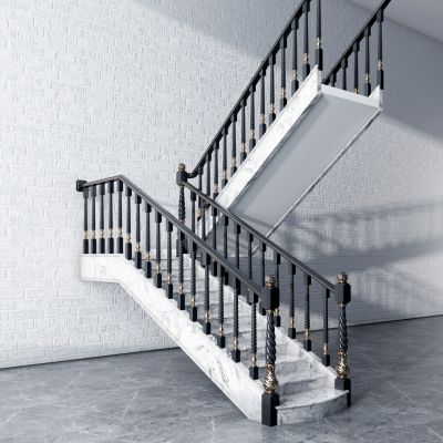 美式描金栏杆大理石楼梯