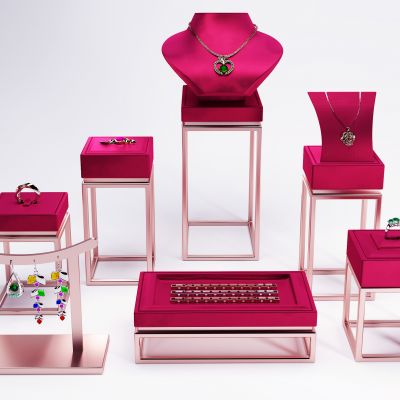 现代翡翠珠宝首饰项链，展架