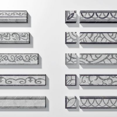 中式大理石腰线边线波打线，圈边大理石石材拼花